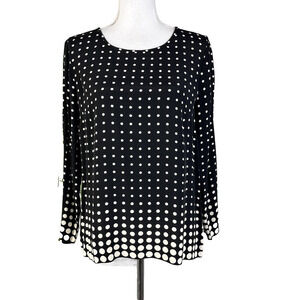 J Crew Blouse Top size 4 Black Ivory Polka Dots Modest Career Church Wedding